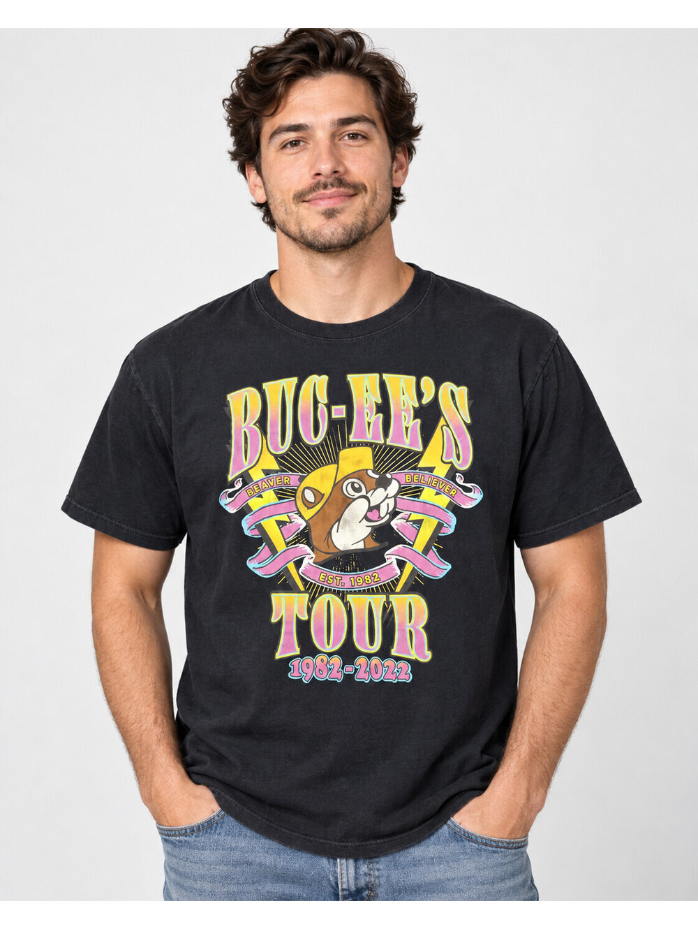 Rare Buc-ee's 40th Anniversary Tour T-Shirt Size M Black Used Good Cond.